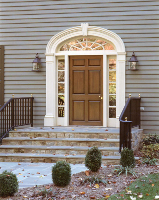 Front Door with Elliptical Transom and Custom Casings