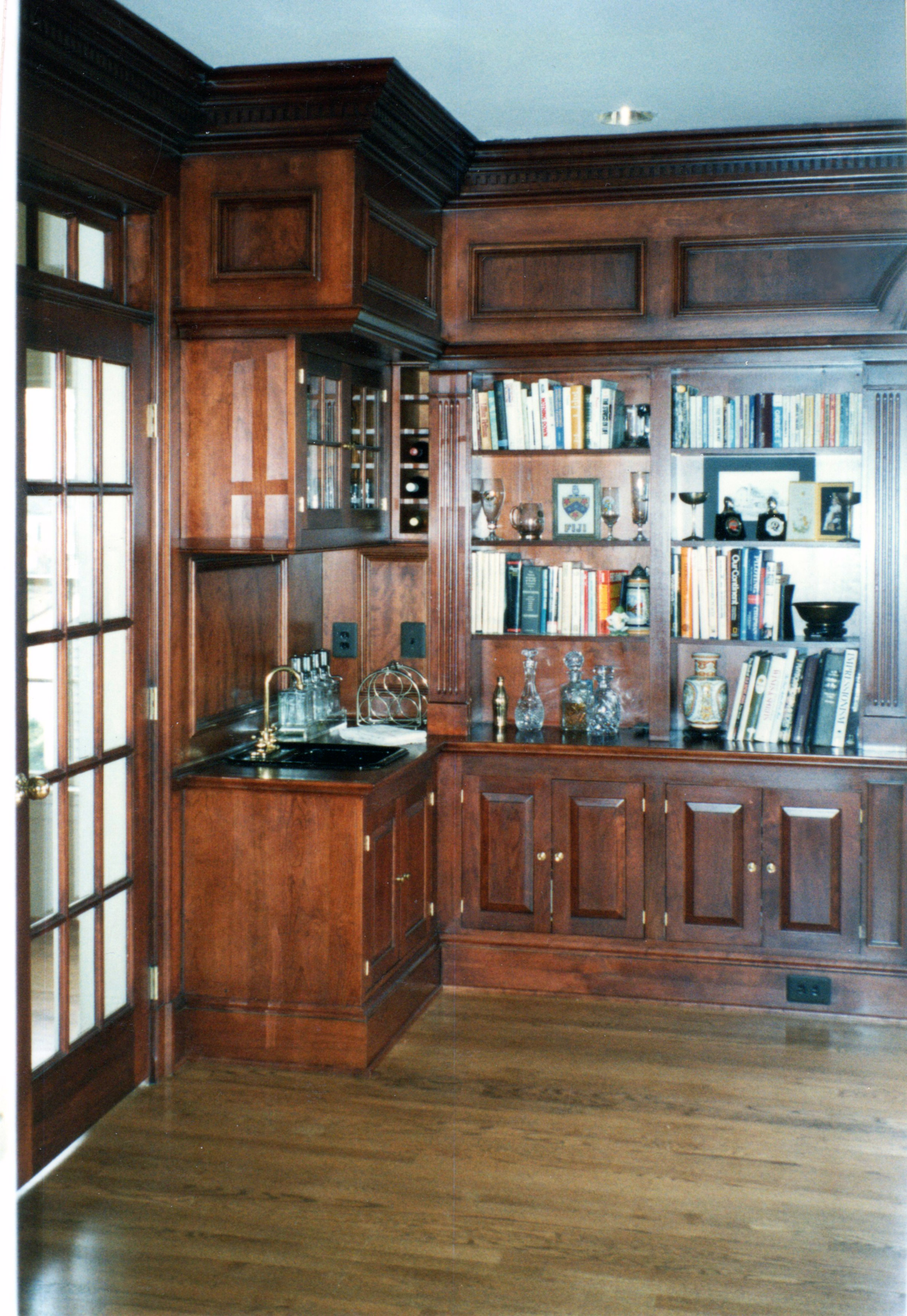 Cherry Library with Wet Bar